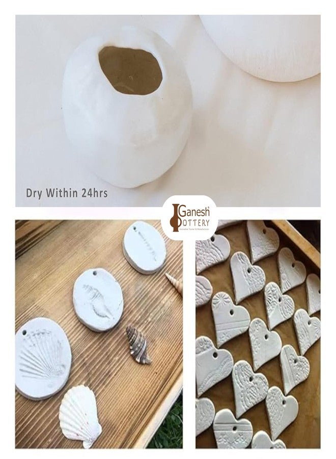 Ganesh Pottery طين غانيش الفخاري الأبيض الممتاز لصنع تماثيل غانيشا، ونحت الفخار، والفنون والحرف اليدوية، والأغراض التعليمية، وتنمية المهارات الحركية الدقيقة، 500 غرام - Image 4